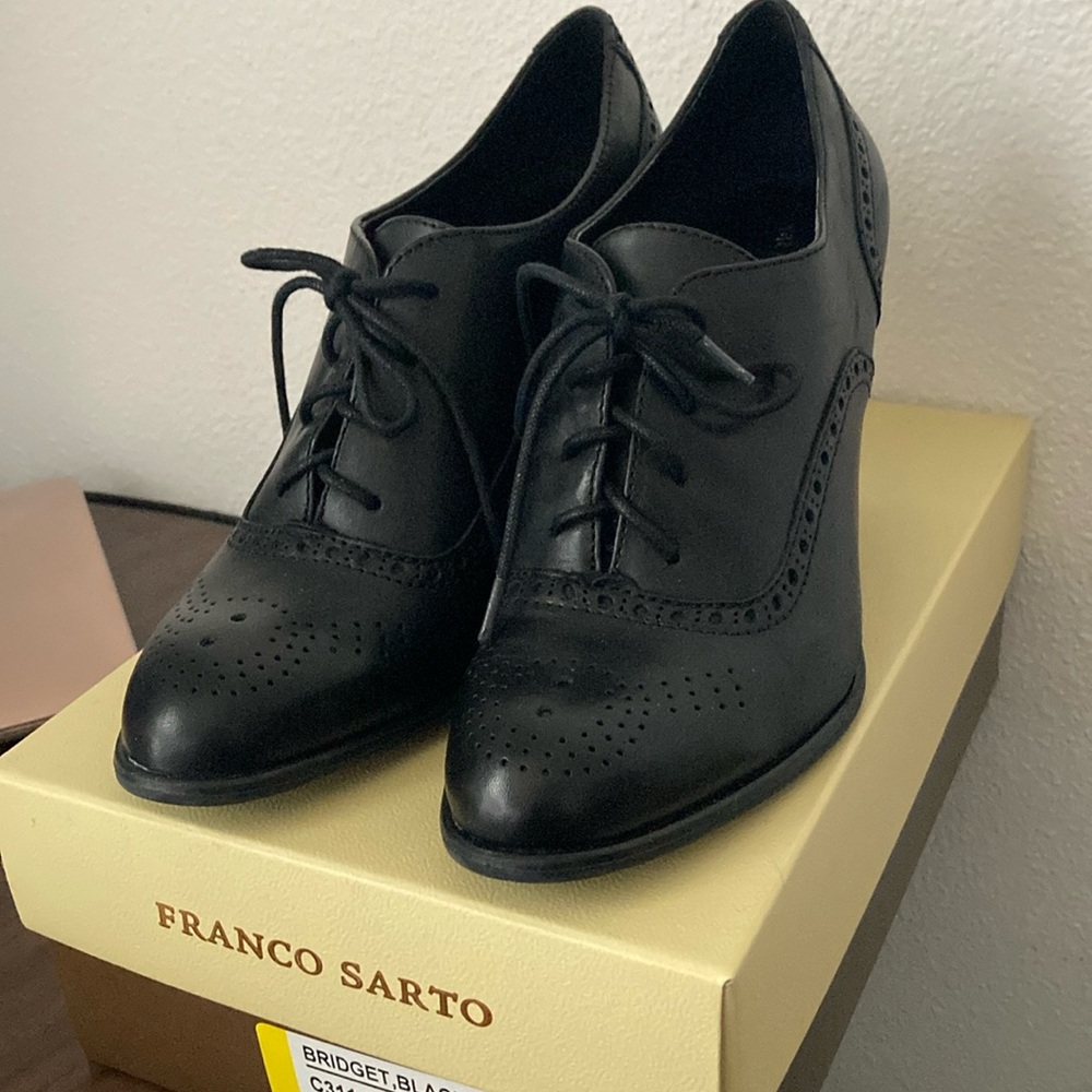 FRANCO SARTO Bridget Black Lera Oxford Boots 🥾 Size 8